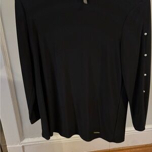Chico's Black Long Sleeve Top with Pearl Accents